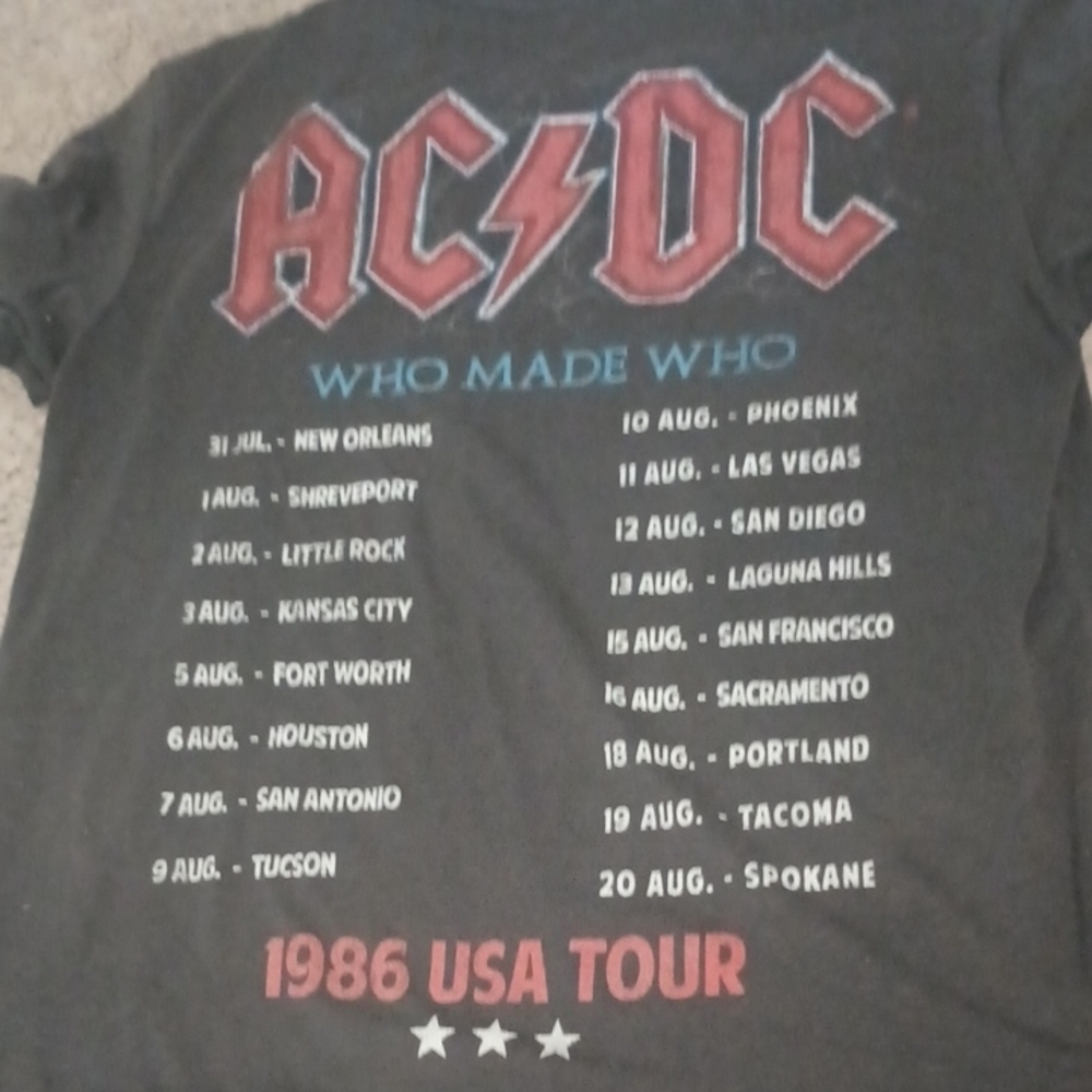 AC/DC Black Tee with Red and Blue Tour Design - Picture 4 of 6